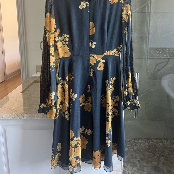 Sachin & Babi Velir Mock-Neck Floral-Print Georgette Dress w/ Lace - Picture 6 of 14